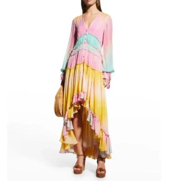 Rococo Sand Rainbow Metallic High Low Dress Size Small - Picture 1 of 8